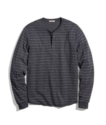 Double Knit Henley Faded Black/White