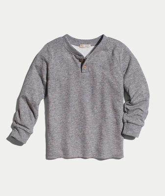 Mini Double Knit Henley Heather Grey