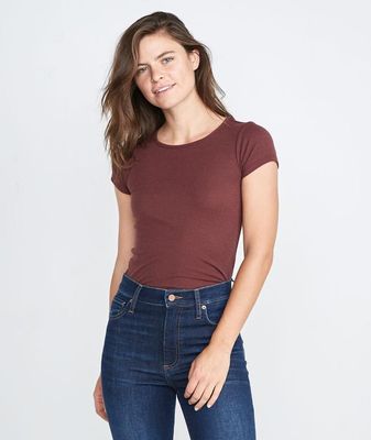 Lila Rib Scoopneck Raisin