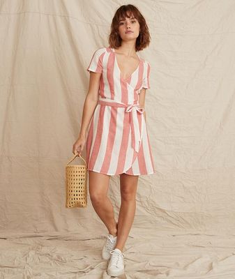 Frances Wrap Dress Poppy Red/White Stripe