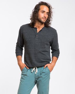 Double Knit Henley - Charcoal
