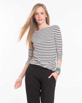 Darby Striped Boatneck Crew - Navy and White Stripe