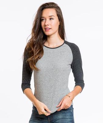 Double Knit Baseball Tee - Heather Grey and Charcoal