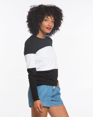 Colorblock Sweatshirt - Black and White