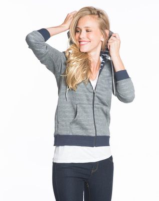 Lined Boyfriend Hoodie - Heather Grey with Stripes