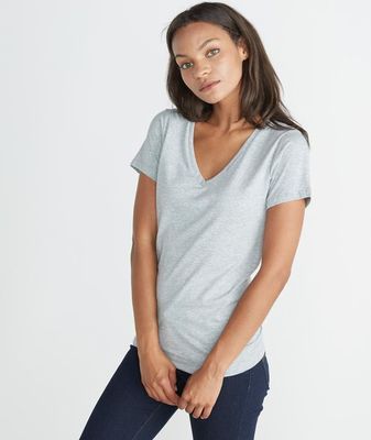 Slub V-neck - Varsity Grey