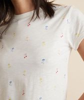 Classic Crew Tee White Cherry Print