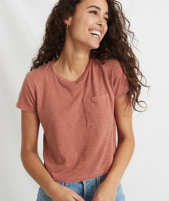 Crop Pocket Tee Baked Clay