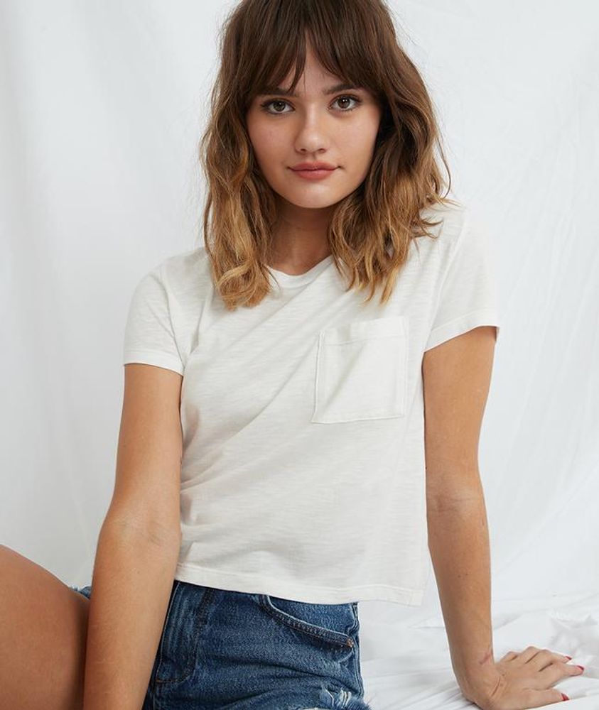 Crop Pocket Tee White