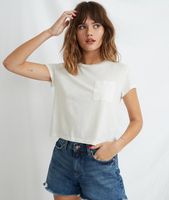 Crop Pocket Tee White