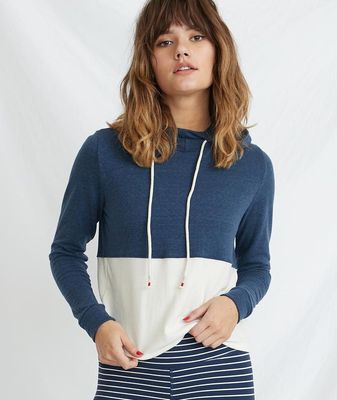 Double Knit Hoodie Navy/White