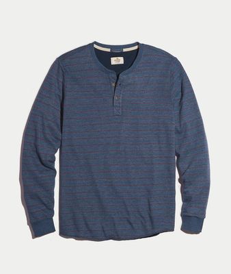 Double Knit Henley Navy/Red Stripe