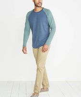 Double Knit Baseball Raglan Deep Denim/Forest Green