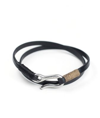 Easy Leather Double Wrap in Black