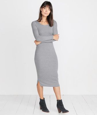 Longsleeve Lexi Midi Dress Grey/White Stripe