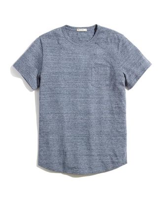 Re-Spun Saddle Hem Pocket Tee Heather Blue Neps