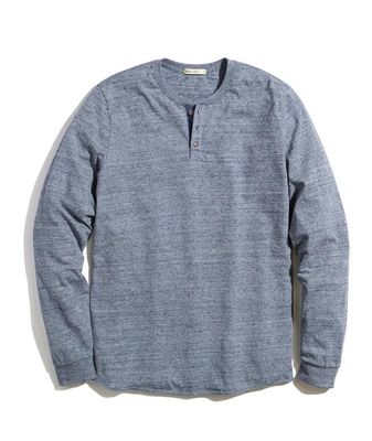 Re-Spun Lightweight Henley Heather Blue Neps