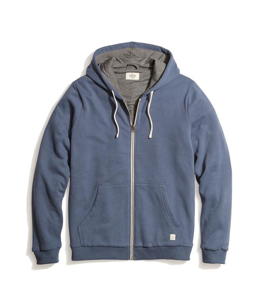 Marine Layer Signature Zip Lined Hoodie Bering Sea Heather