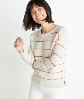 Nina Crewneck Sweater Oatmeal Heather/Coral Gold