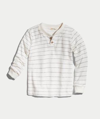 Mini Double Knit Henley Natural Ticking Stripe