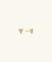 Mini Heart PavÃ© Diamond Stud Earrings