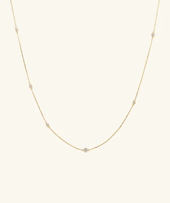 Multi Station Round Diamond Necklace