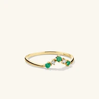 Emerald and Diamond Wishbone Ring