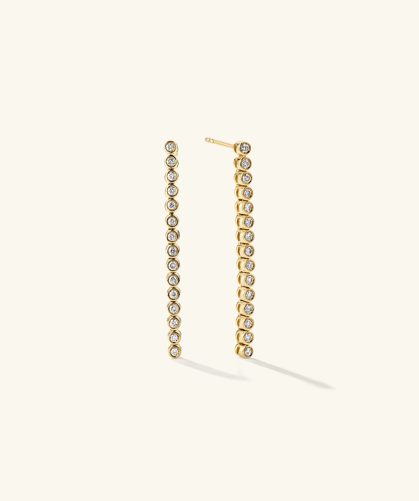 Bezel Lab Grown Diamond Long Tennis Earrings