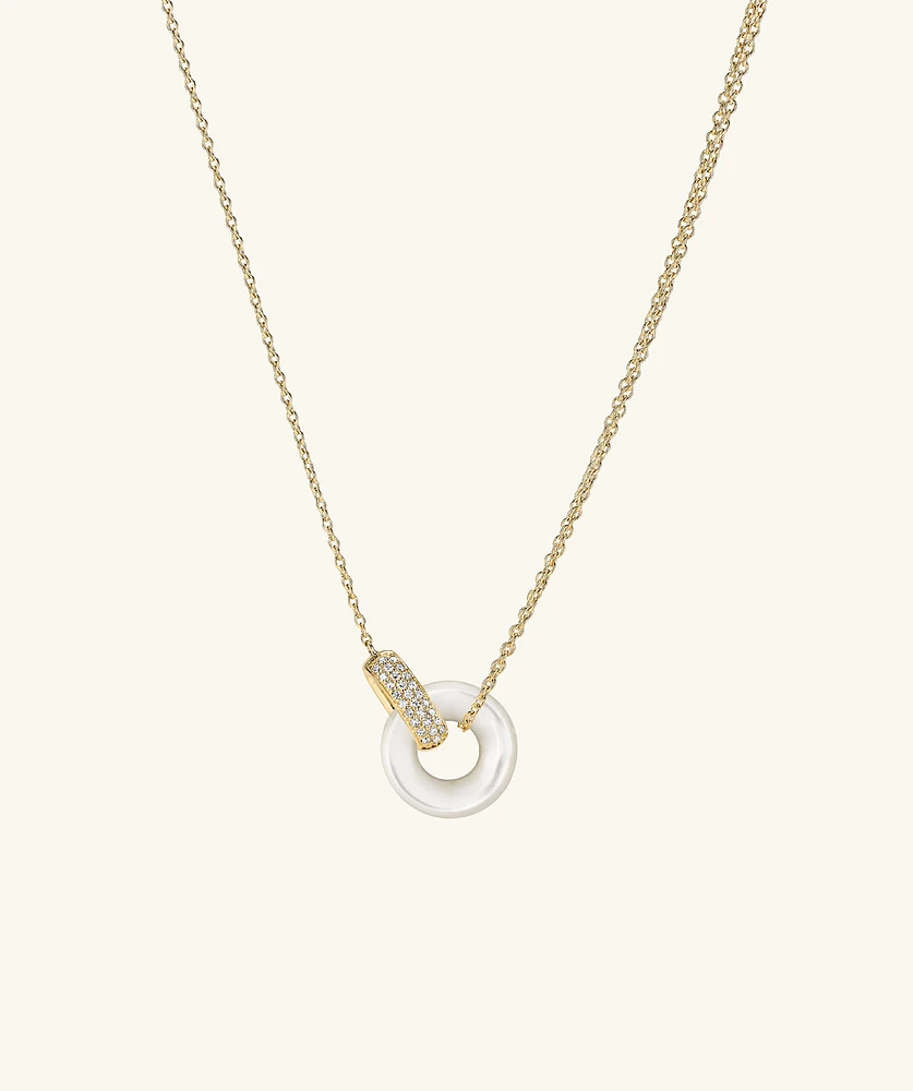 Linked PavÃ© Diamond Pearl Necklace