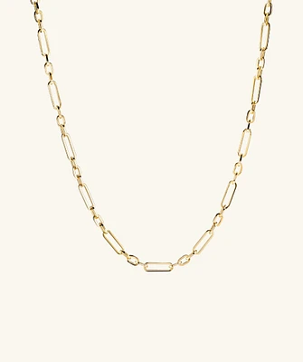 Triple Link Paperclip Chain Charm Necklace