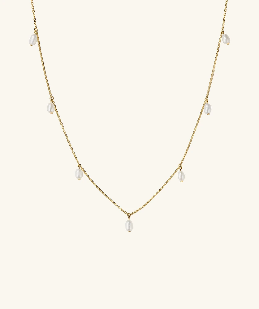 Tiny Pearl Station Necklace