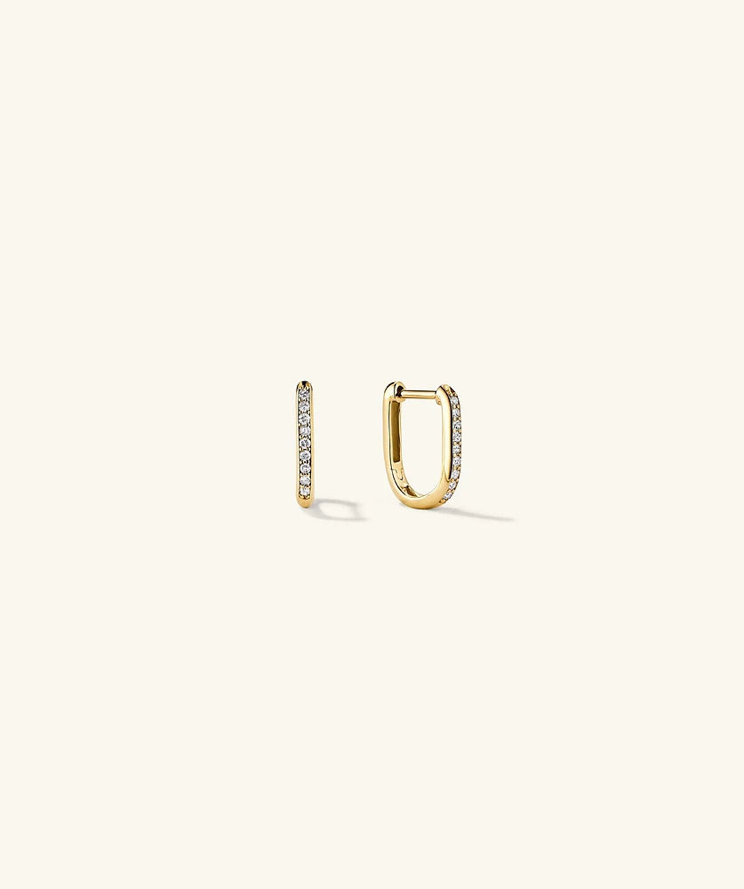 PavÃ© Diamond Huggie U Hoops