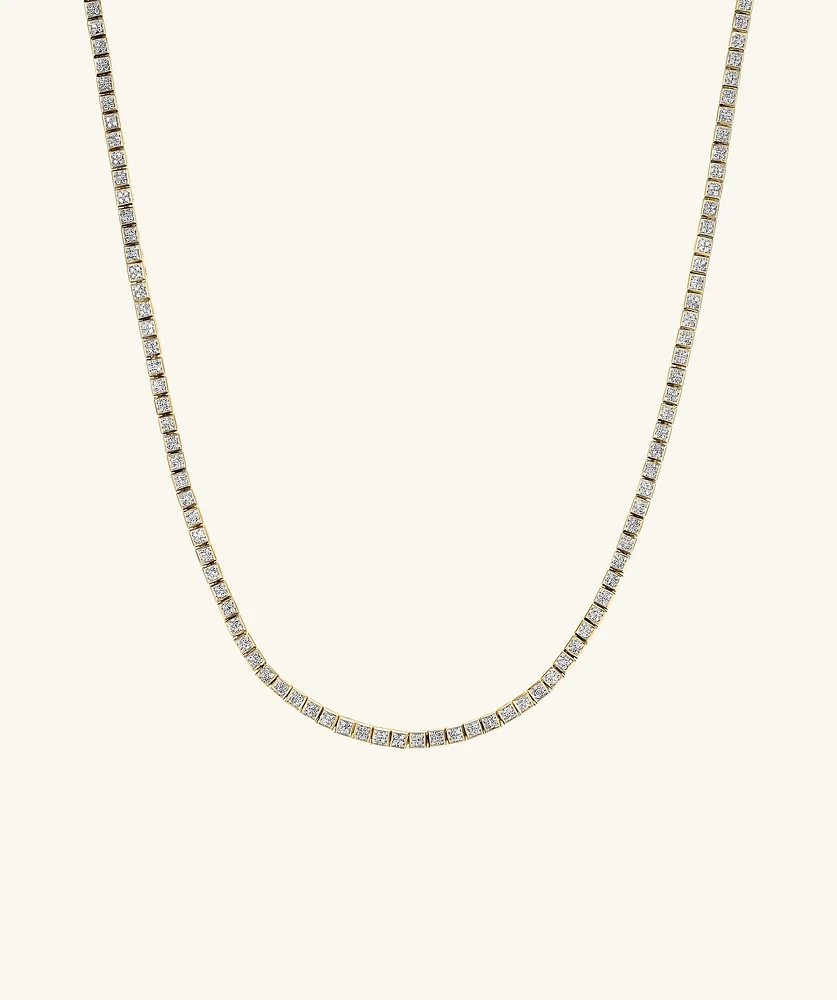 Square Micro-PavÃ© Diamond Tennis Necklace