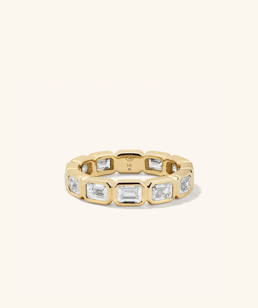 Lab Grown Diamond Emerald Cut Bezel Eternity Band