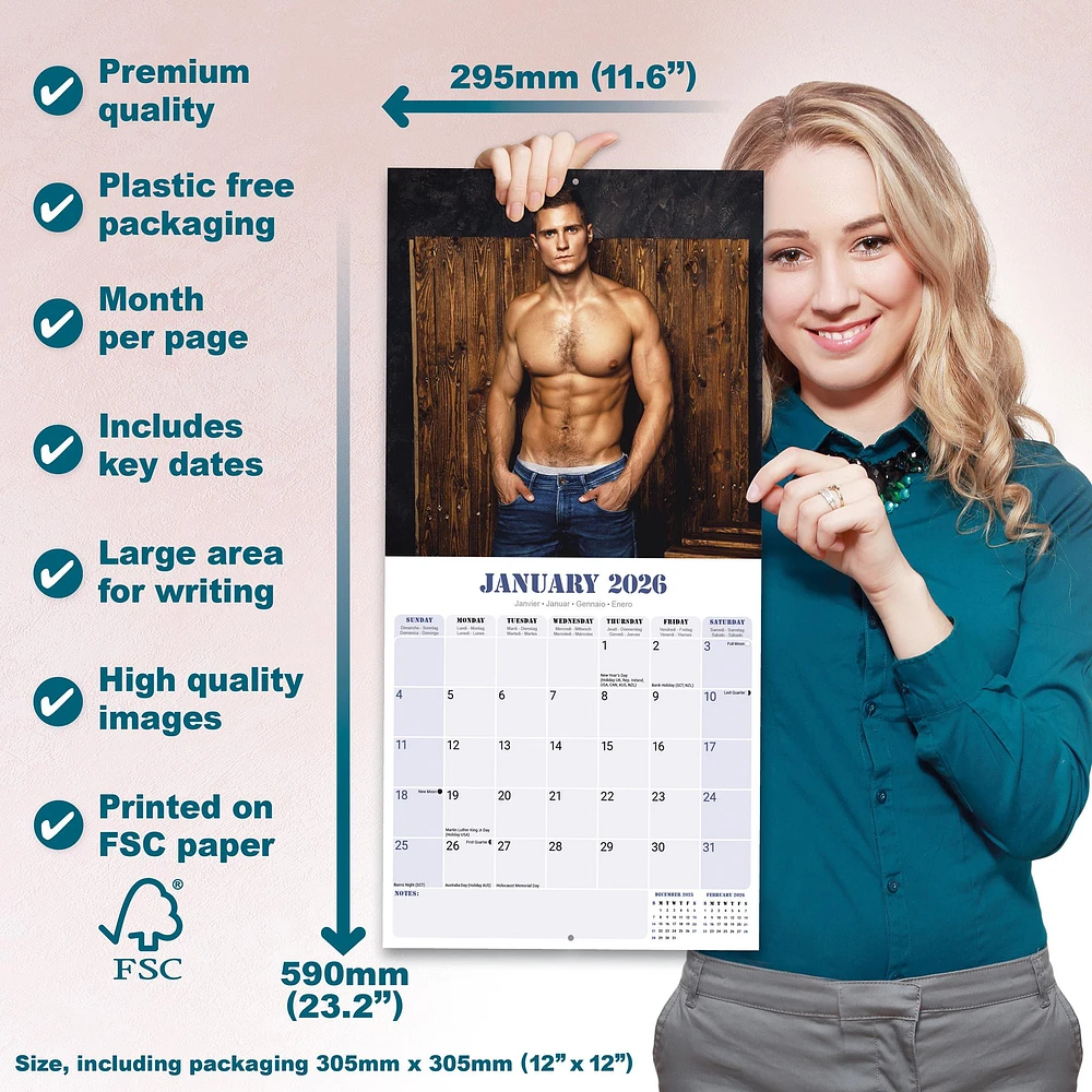 Guys 2026 Wall Calendar