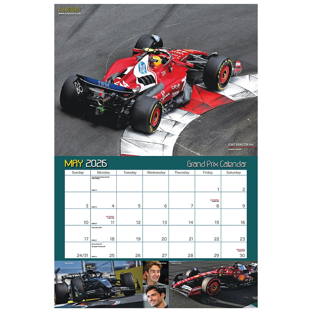 Autocourse Grand Prix 2026 Wall Calendar