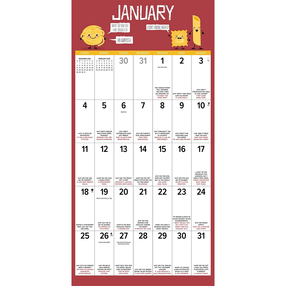 Bad Dad Jokes 2026 Wall Calendar