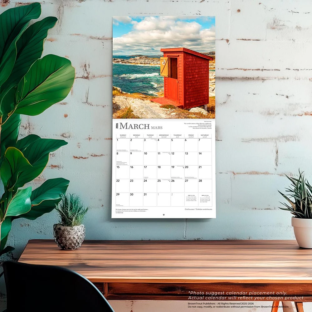 Outhouses Toilettes Extérieures 2026 Wall Calendar (French)