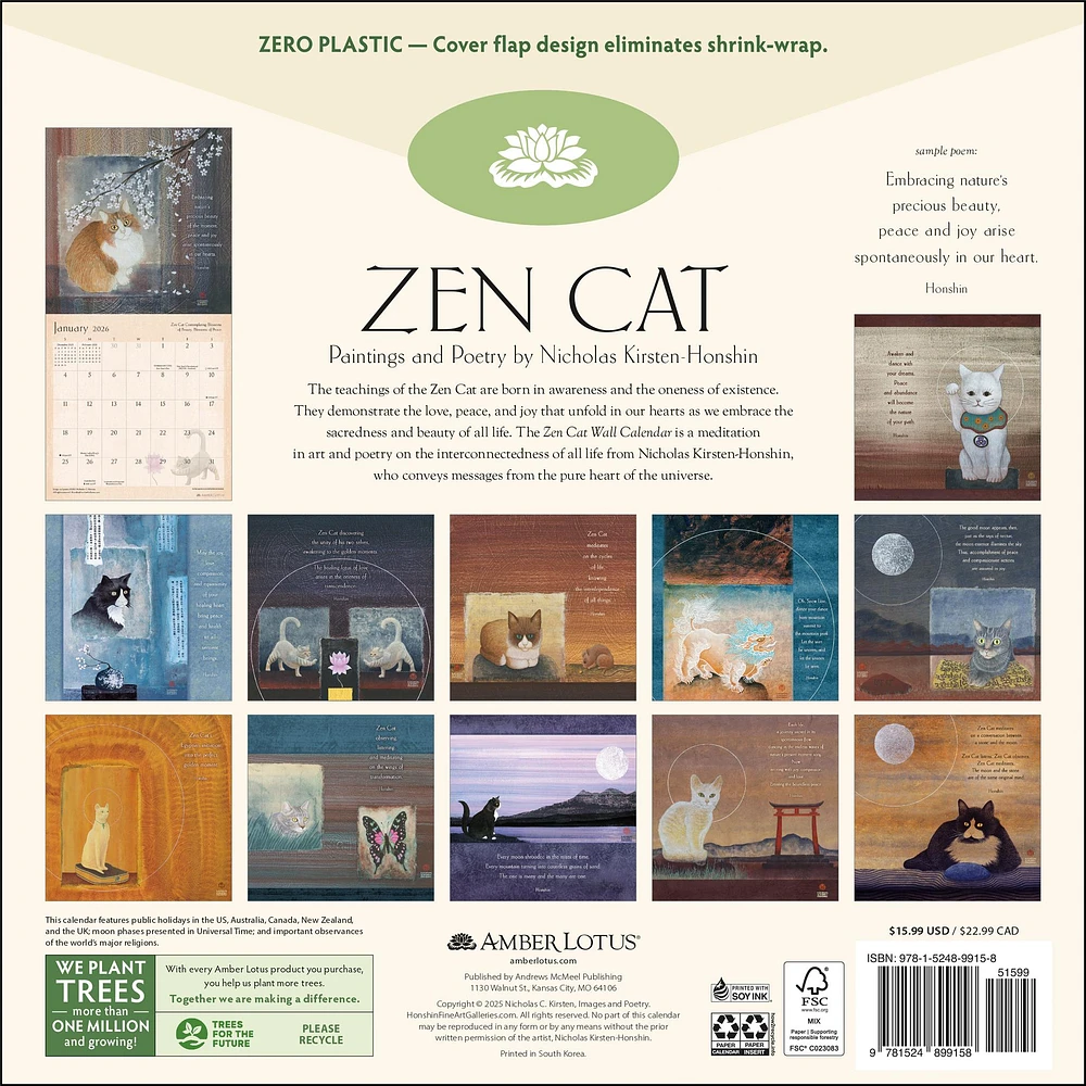 Zen Cat 2026 Wall Calendar - Online Exclusive