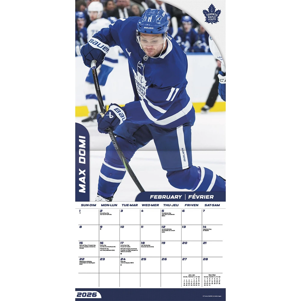 NHL Toronto Maple Leafs Bilingual 2026 Wall Calendar