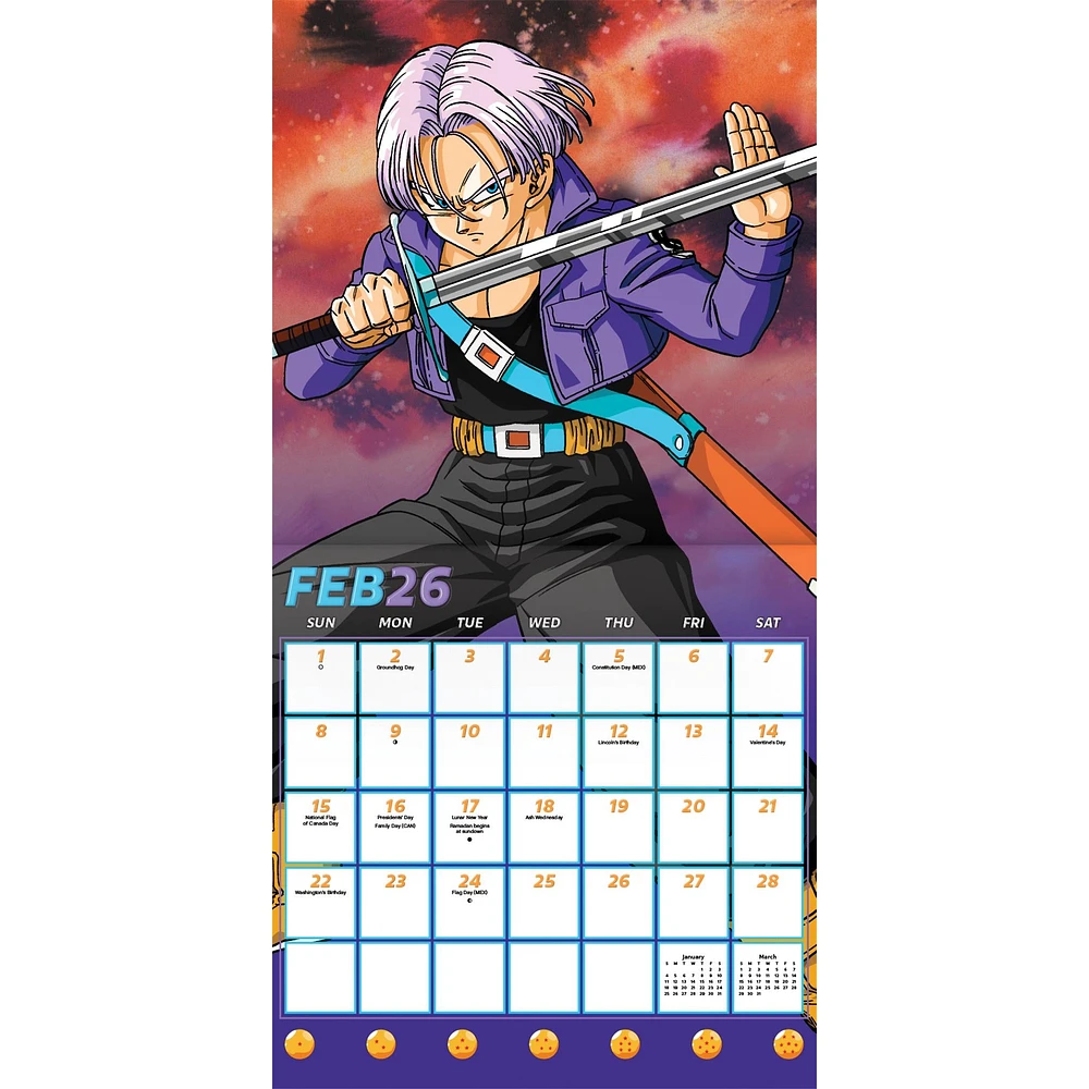 Dragon Ball Z 2026 Wall Calendar