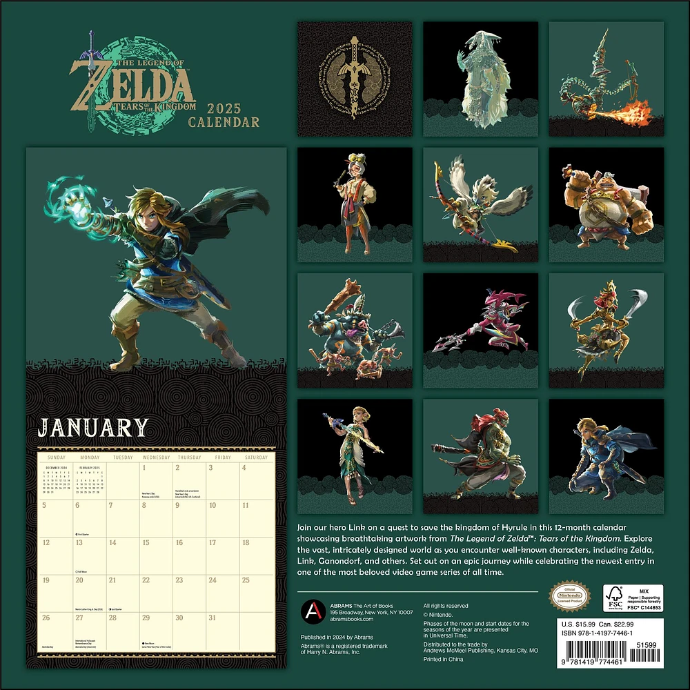 Legend Of Zelda Wall 2025 Calendar