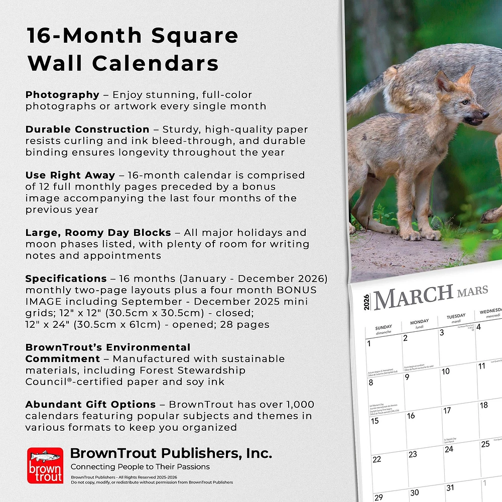 Les Loups 2026 Wall Calendar (French)