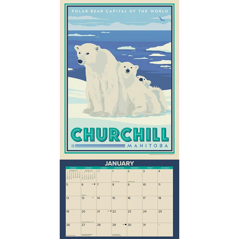 Explore Canada Travel Posters Wall 2025 Calendar