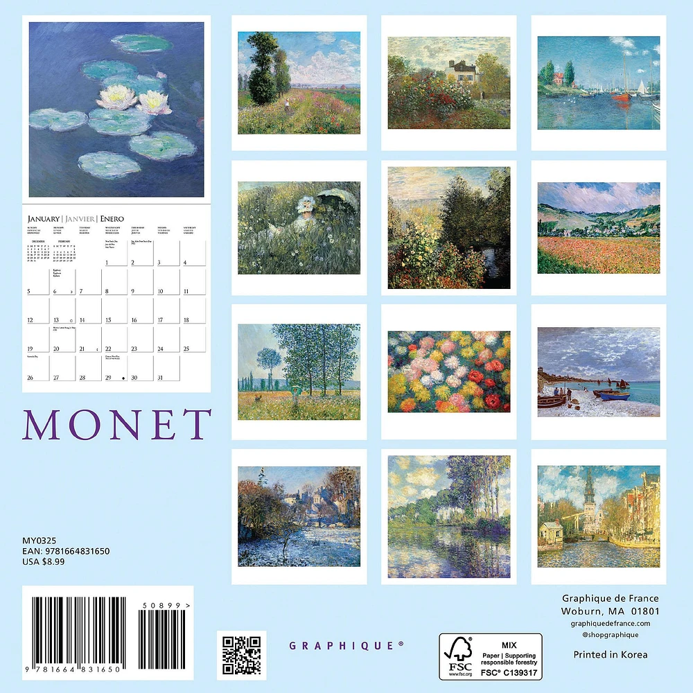 Monet Mini 2025 Calendar