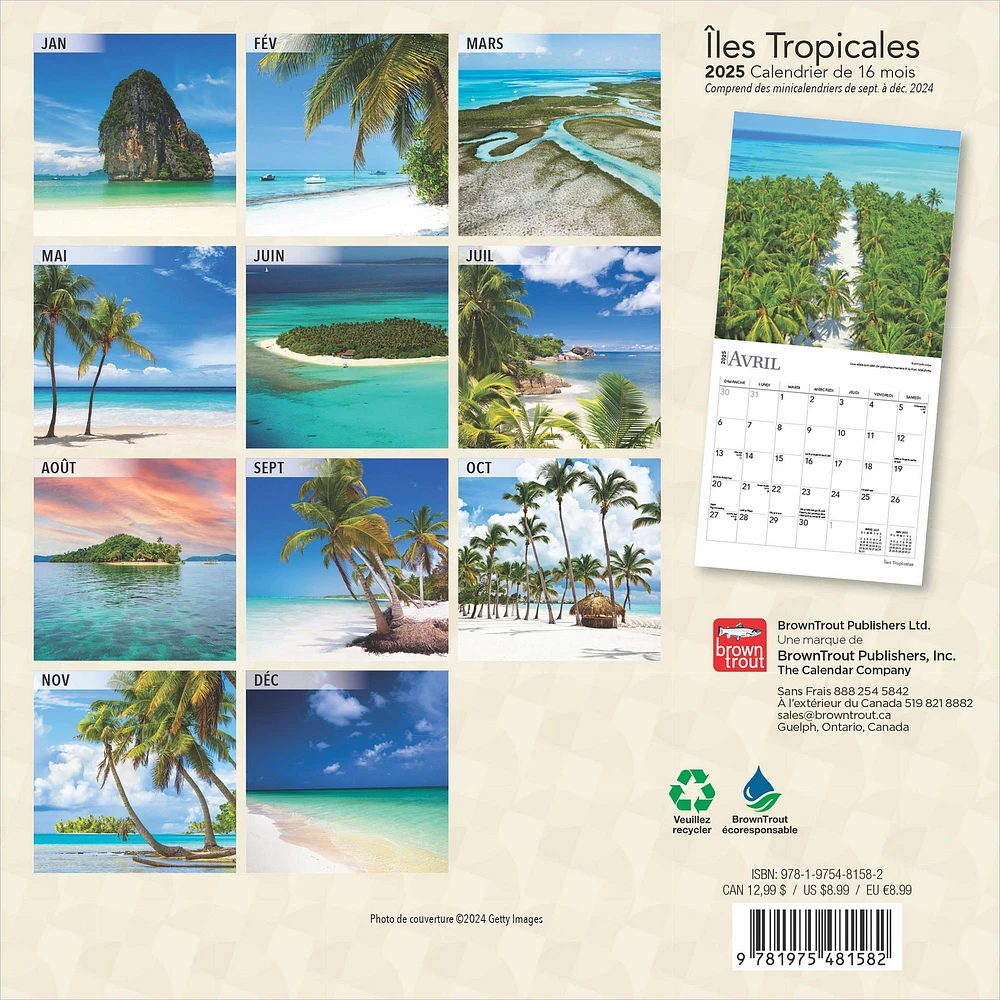 Iles Tropicales Mini 2025 Calendar (French)