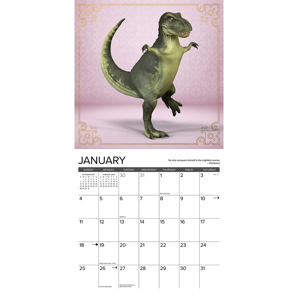 Trex Yoga 2026 Wall Calendar