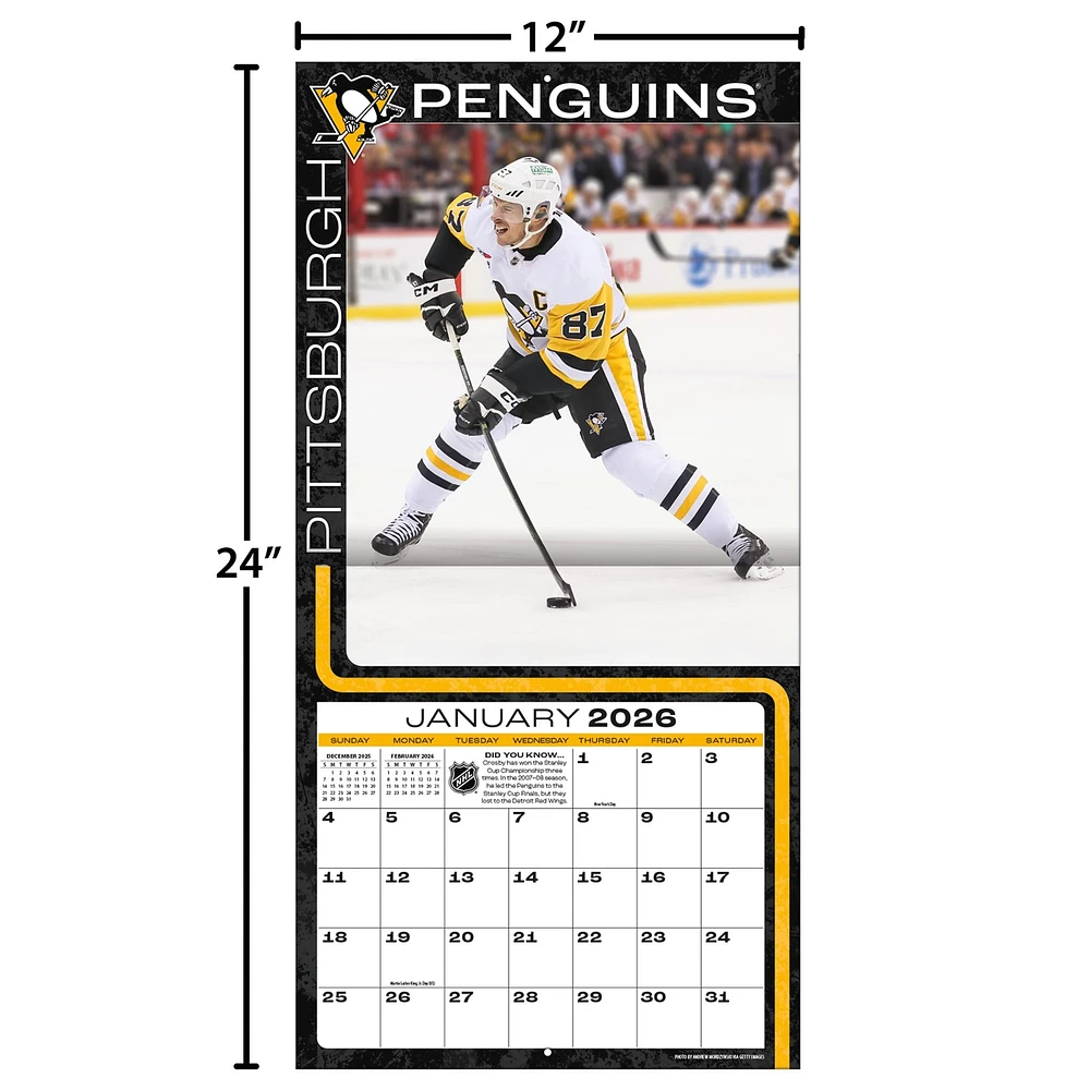NHL Sidney Crosby Pittsburgh Penguins 2026 Wall Calendar