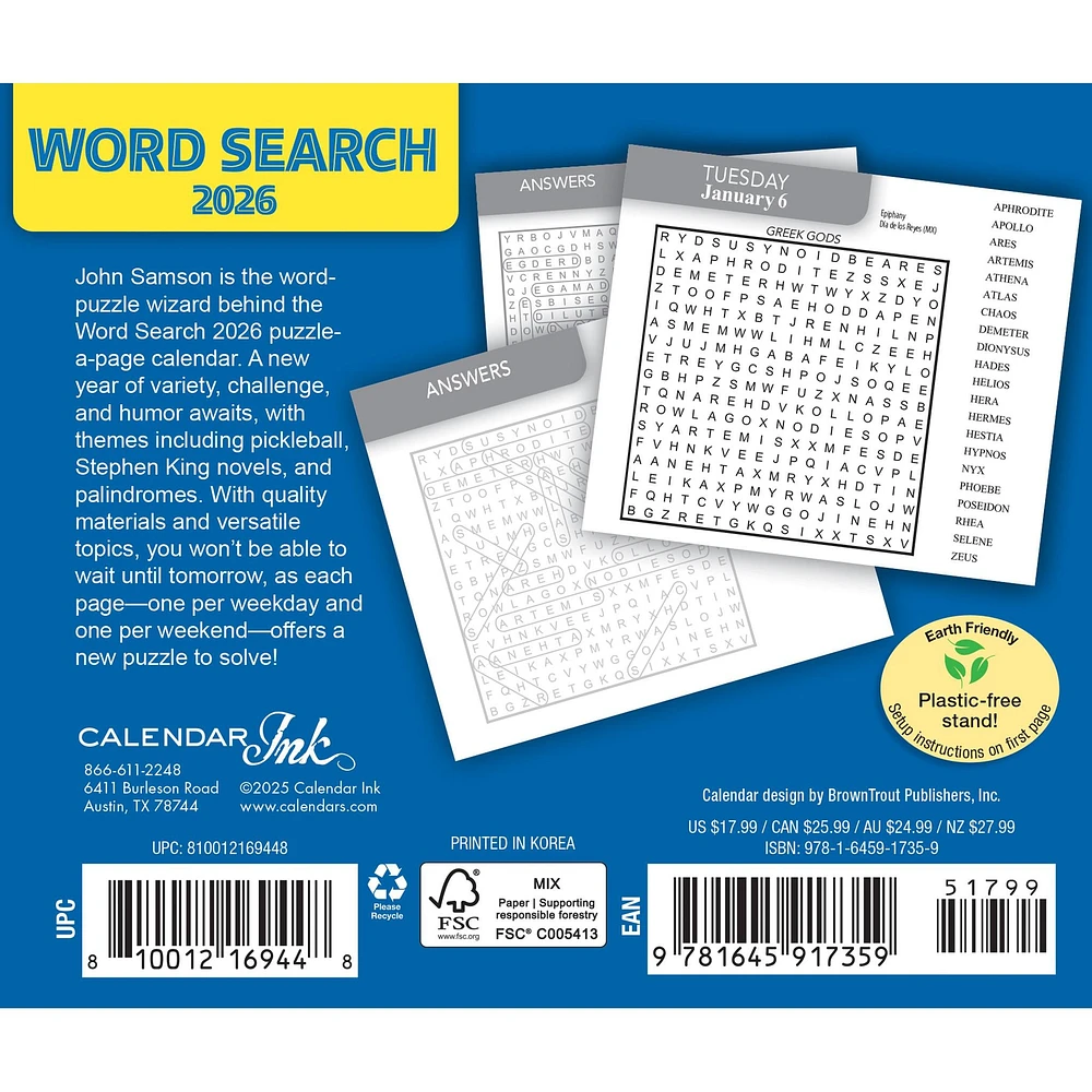 Word Search 2026 Box Calendar