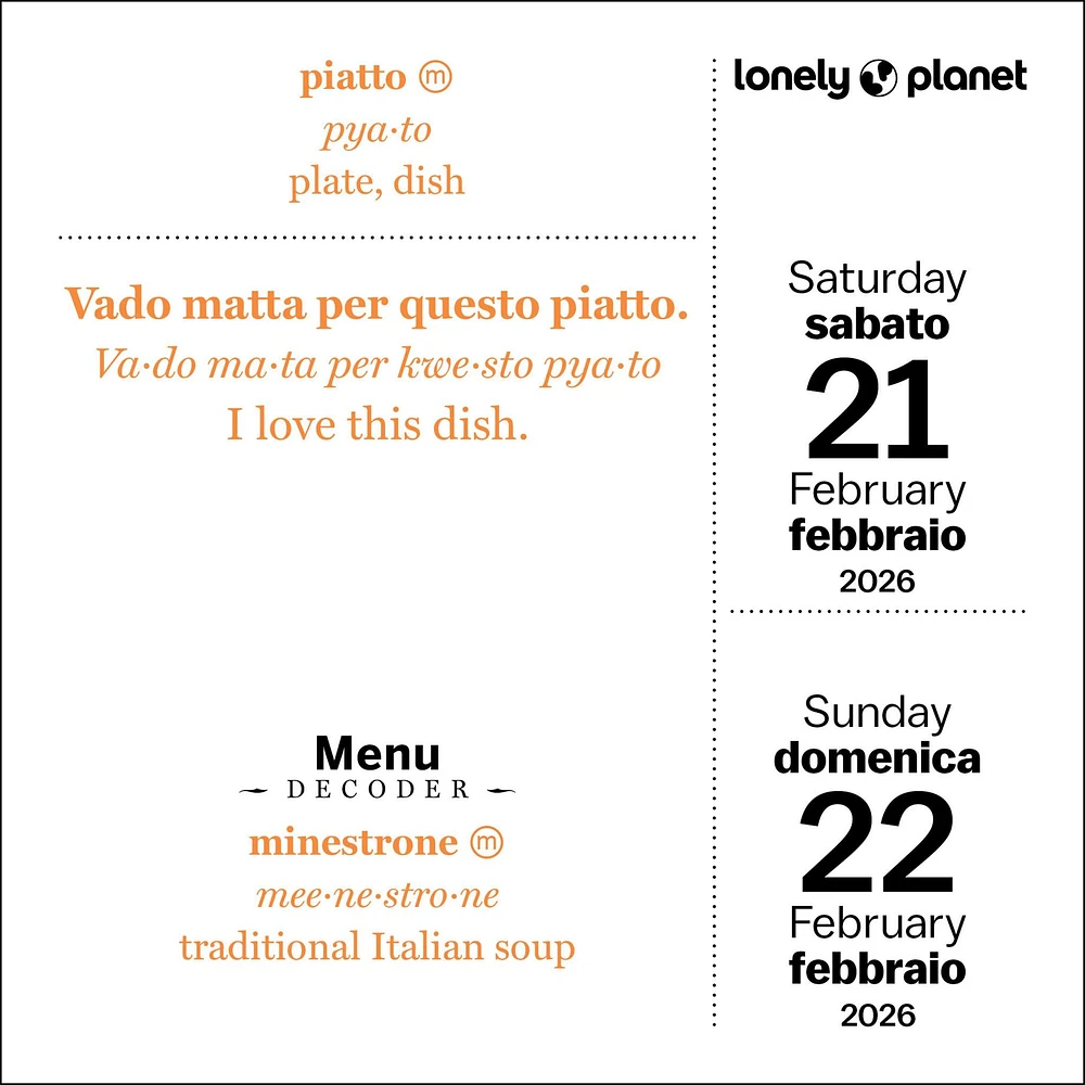 Lonely Planet: Italian Phrasebook 2026 Box Calendar - Online Exclusive